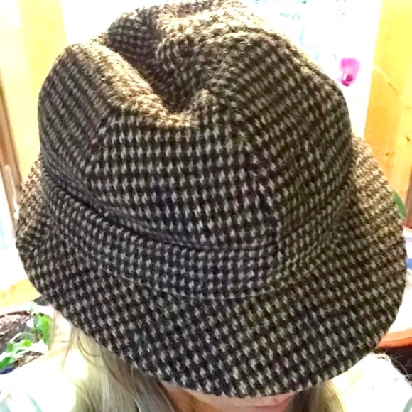 McEwens Shop brown Harris Tweed WOOL HAT Scotland, herringbone, Sherlock Holmes - Picture 3 of 8